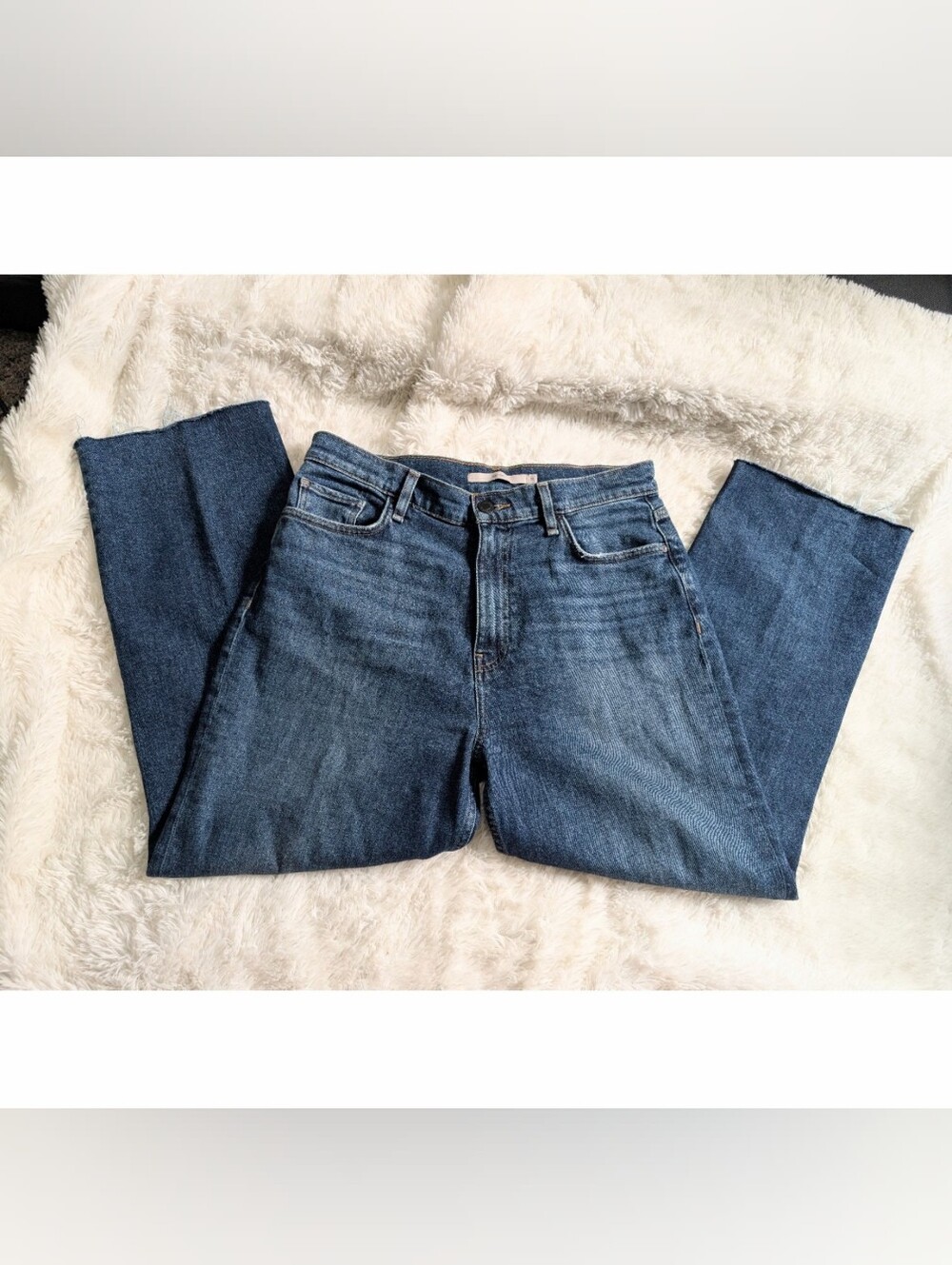 Hudson Remi High Rise Straight Ankle Raw Hem Medium Wash Denim Jeans Size 32